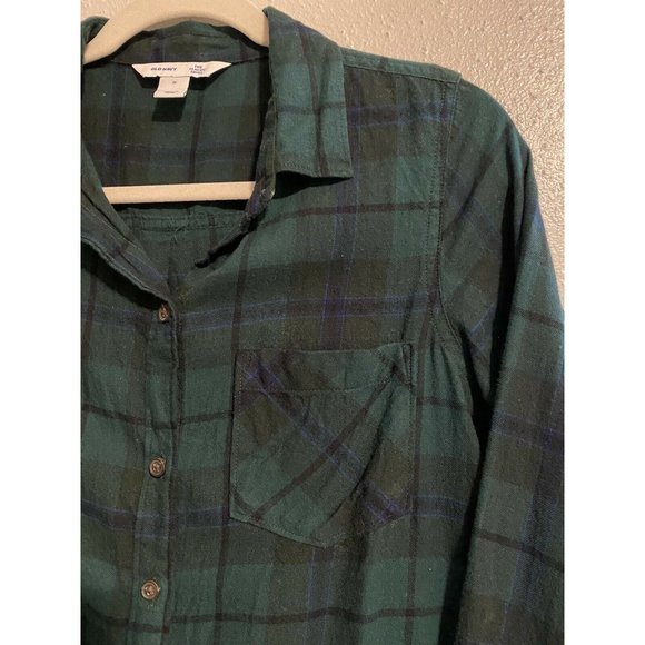 OLD NAVY "The Classic Shirt" Green Flannel M - Picture 3 of 7